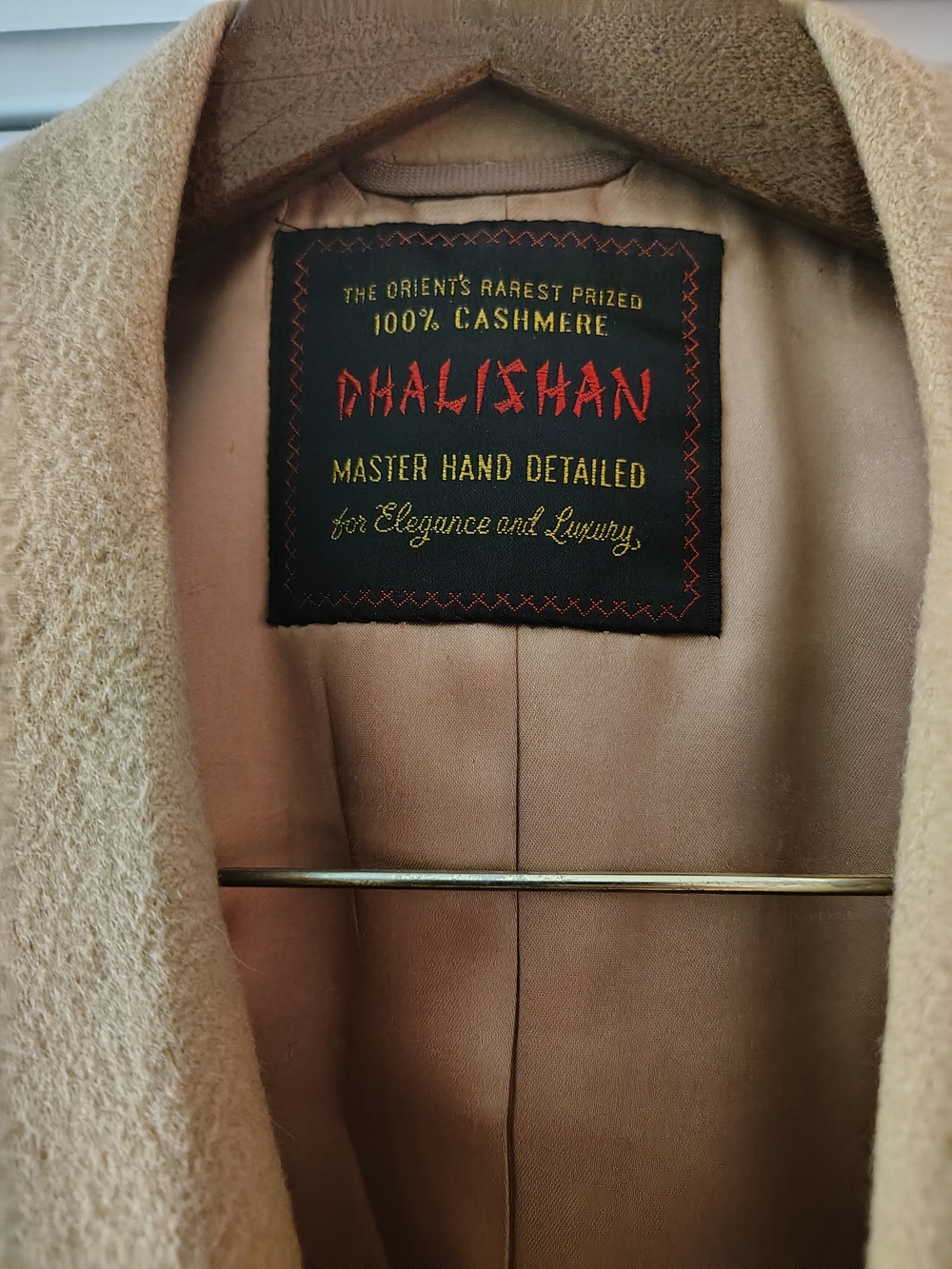 Dhalishan Men’s Beige Cashmere Pea Coat